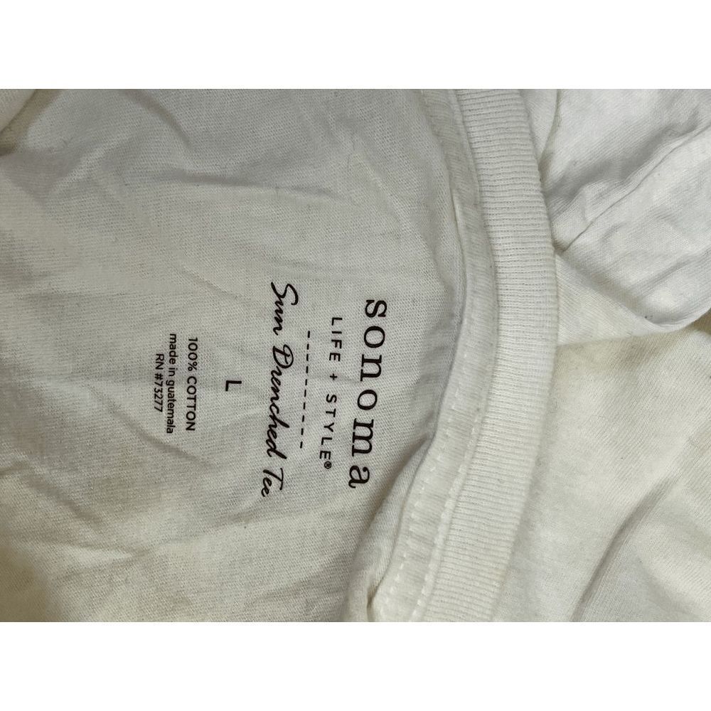 Sonoma Women's Life + Style Sun Drenched Short Sleeve Tee White Large 100% Cotto - Picture 6 of 6